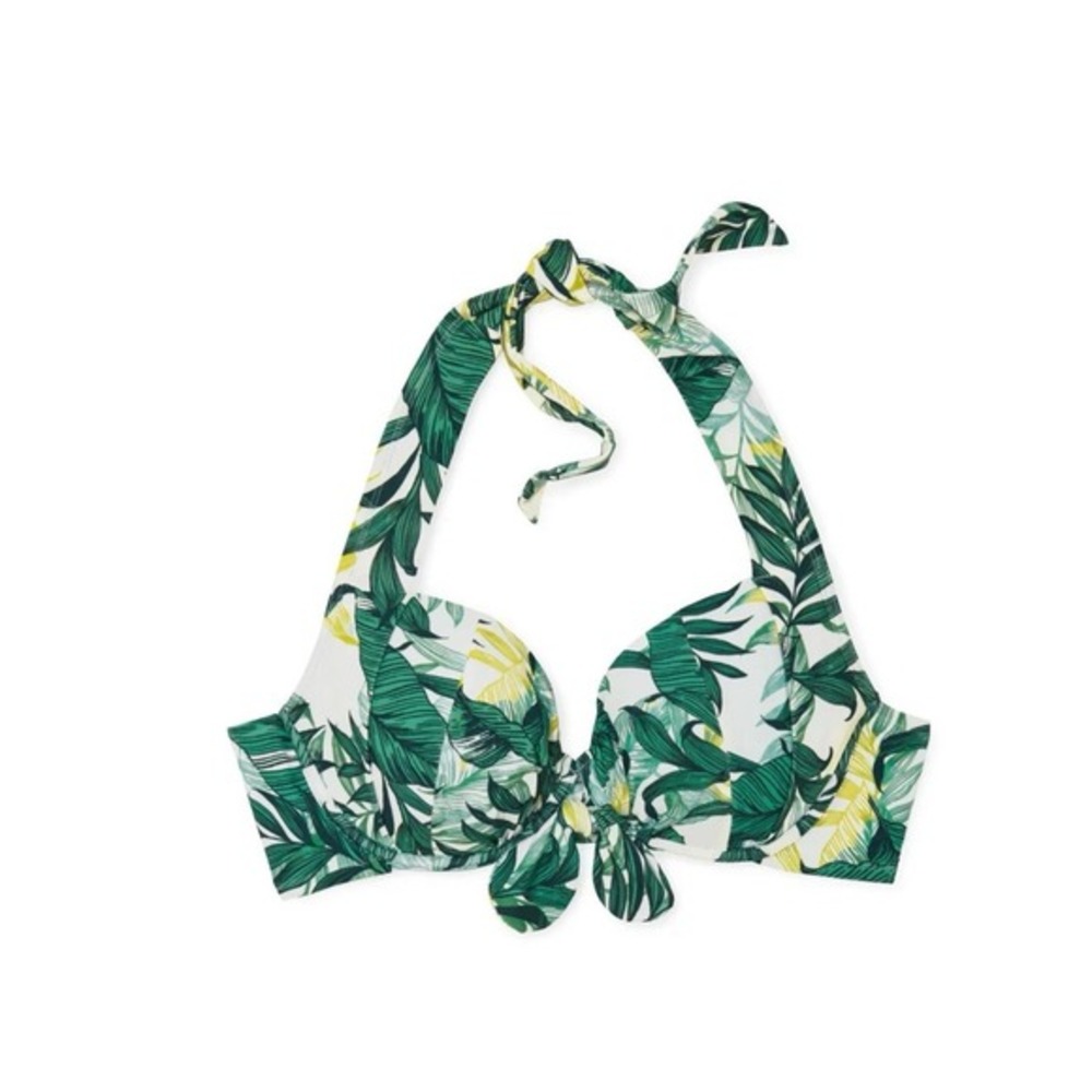 ADORE ME Royal Palms‎ Green/white Print Shelby Contour Plus Bikini Top 40B New